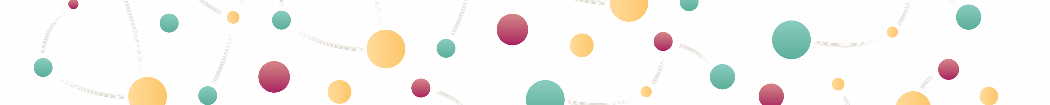 constellations composées de cercles couleur turquoise, jaune ou magenta, reliés par des traits style gravure couleur crème